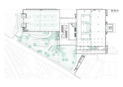 Situace (Transformace Výstavního paláce v Charleroi CHAPEX; AgwA a architecten jan de vylder inge vinck)