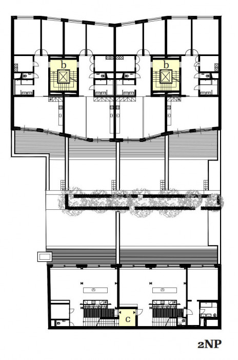 Bytový dům Sámova, Znamení čtyř - architekti, půdorys 2NP