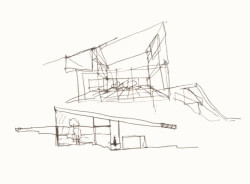 Inagawa cemetery chapel and visitor centre, skica, David Chipperfield Architects