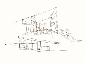 Inagawa cemetery chapel and visitor centre, skica, David Chipperfield Architects