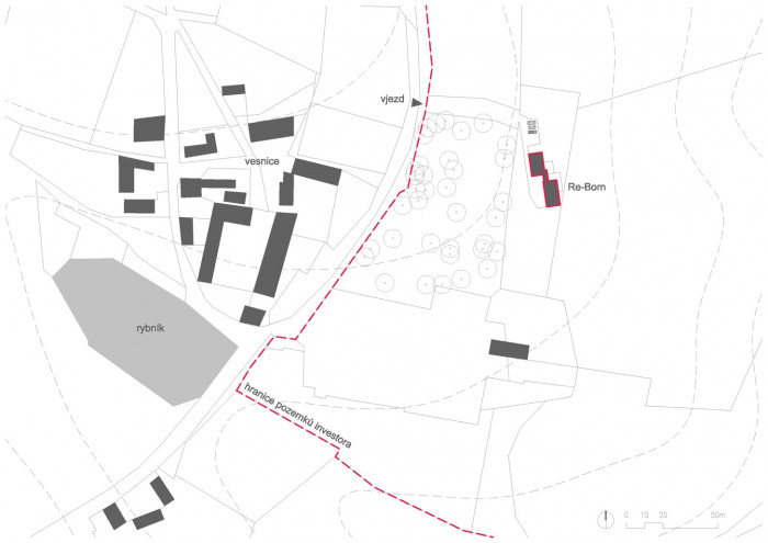 Re-Born - soubor rekreačních objektů z námořních kontejnerů, situace, Nedvěd architekti