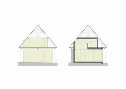 under-construction architects, Ateliér zasunutý do stodoly, řezy – foto