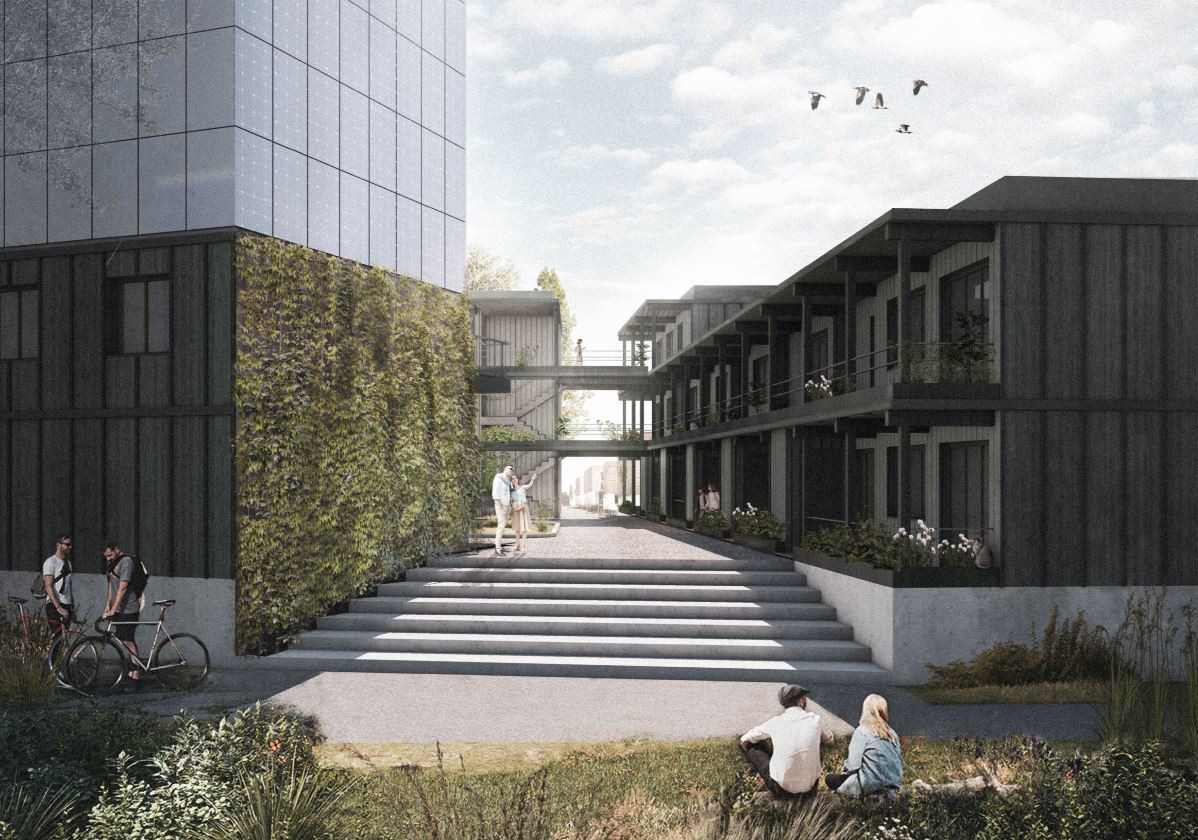 Zelené klastry - 1. místo, Franziska Schenk. Zdroj: Fakulta architektury ČVUT