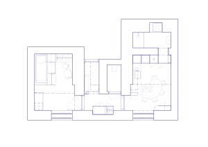 Půdorys – spodní (Bydlení na 37 metrech čtverečních; hurá studio)