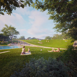 Vizualizace městských Riegrových lázní na Praze 2 od studia Petr Janda / brainwork - iniciační studie