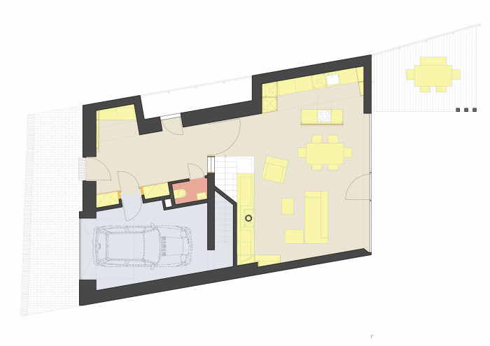 Rodinný dům v Praze 6, RANGHERKA5, Michal Schwarz, půdorys přízemí