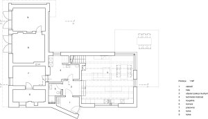 Rodinný dům v Písnici, daviddavidová architekti: Půdorys 1. NP