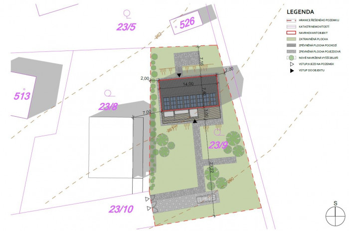 NOSCALE architects, RD v Odoleně Vodě, situace, výkres