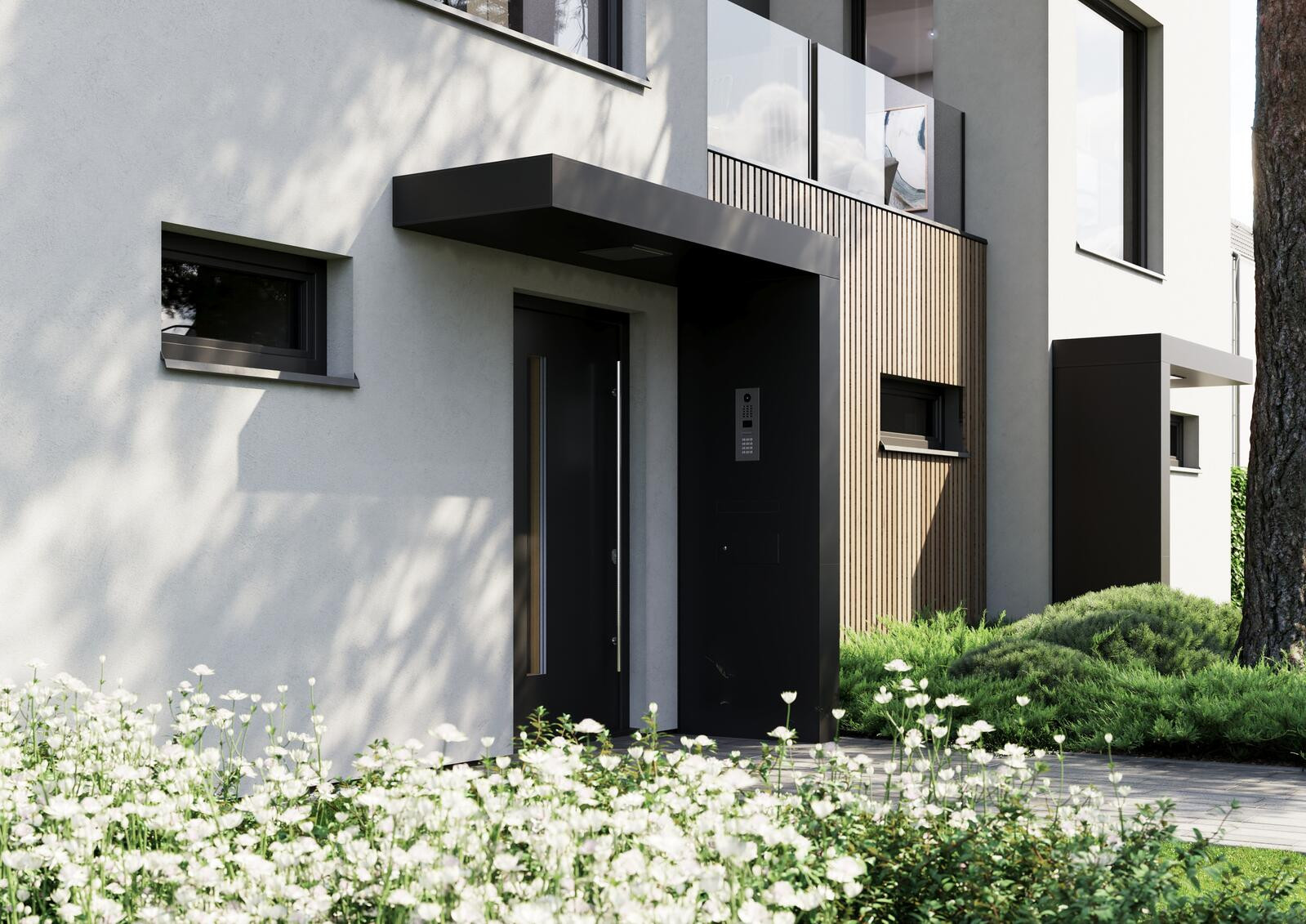 Modul ROOFY obsahuje různé komponenty – číslo popisné, poštovní schránku a přípravu na zvonek. Je doplněn stříškou, takže jeho umístění je možné pouze u domu, poskytuje tak i ochranu před nevlídným počasím.