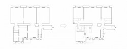 Byt P, TOITO architekti, půdorys před a po