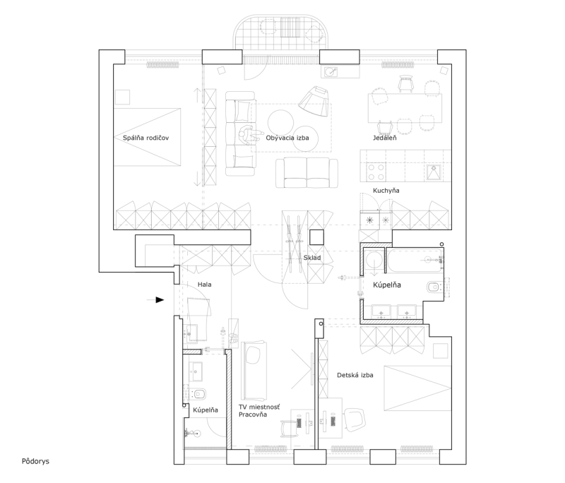 toito architekti, Byt G, půdorys – foto
