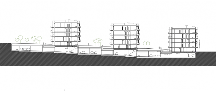 Atelier RAW, Bytový komplex Kadetka, řez - foto