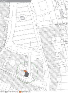 architekti chmelík & partneři, dostavba pokladny a rekonstrukce Bílé věže v Hradci Králové, situace, výkres