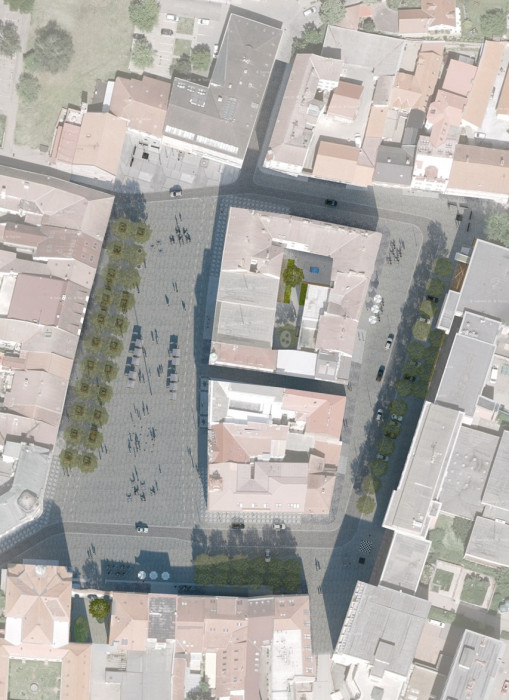 Návrh na úpravu náměstí v Benešově, situace,Marcela Steinbachová, Vít Holý