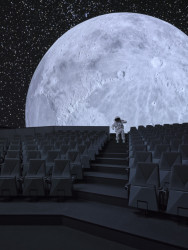 Rekonstrukce proměnila hlavní sál prostorově i designově. (Planetárium Planetum, collcoll)