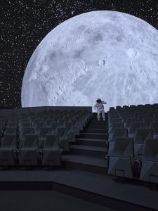 Rekonstrukce proměnila hlavní sál prostorově i designově. (Planetárium Planetum, collcoll)