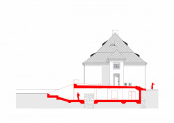 Řez kavárnou - příčný