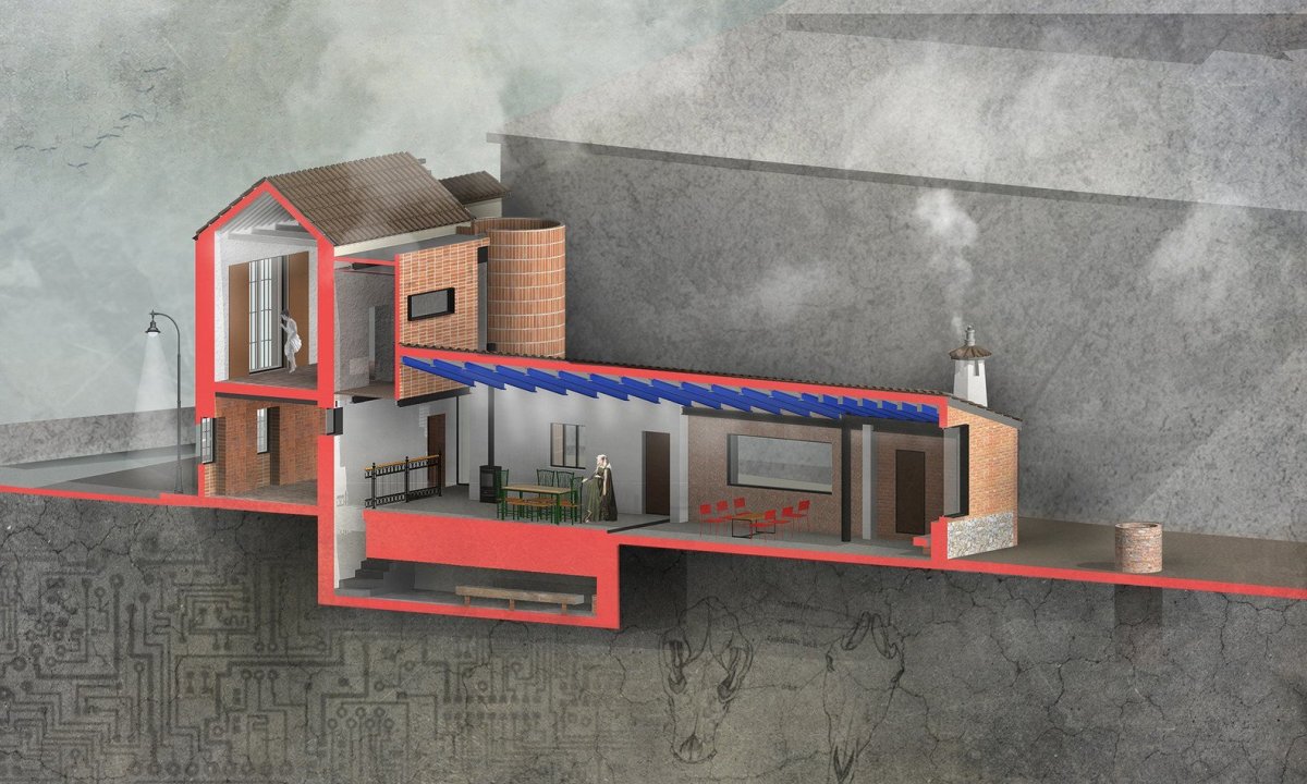 Proměna hospodářských staveb na bydlení, OOIIO architecture, řez po rekonstrukci