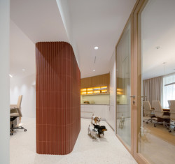 Dispoziční řešení kombinuje otevřené pracovní zóny s klidnějšími místnostmi určenými ke koncentraci. (Zrekonstruované kanceláře v Paláci Akropolis; Marco Maio Architects)