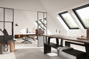 Střešní okno s černým rámem GGU BLACK, VELUX.