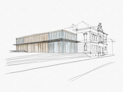 Revitalizace areálu Sokolovny v Rokycanech, Rusina Frei architekti / Martin Rusina, Martin Frei, Gabriela Sládečková, skica