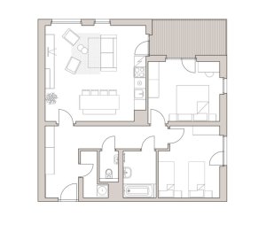 Residence LakePark, dispozice typického bytu, EBM Group