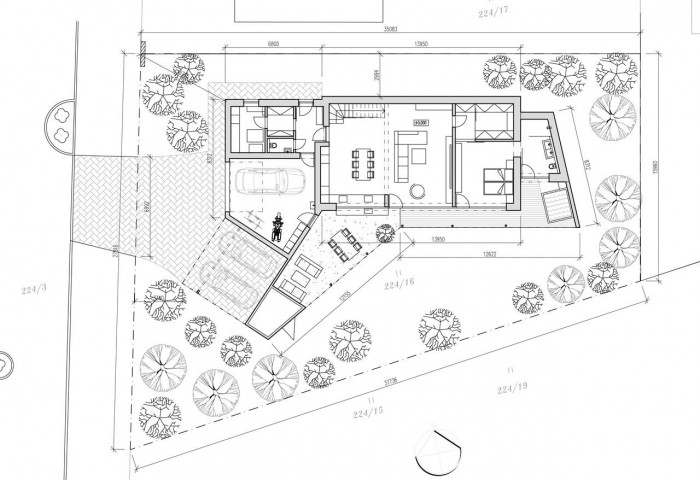 Pasivní RD v Borku u Českých Budějovic, Ing. Josef Vostracký - situace