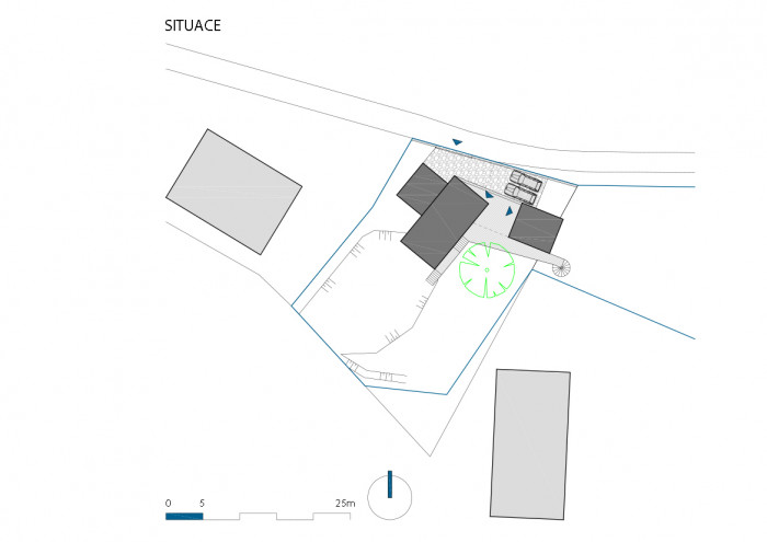 Víkendový dům nad lomem, BLOK architekti, situace