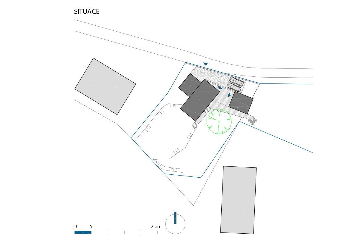 Víkendový dům nad lomem, BLOK architekti, situace