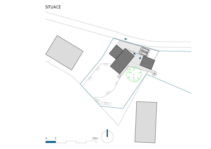 Víkendový dům nad lomem, BLOK architekti, situace
