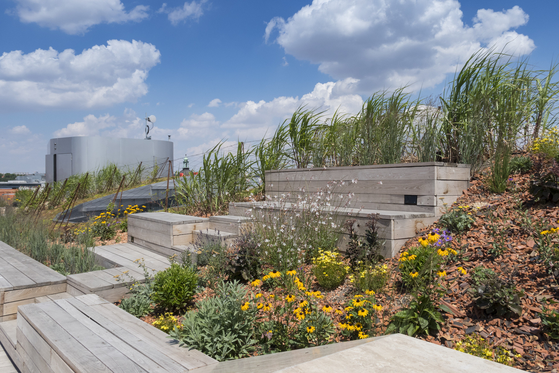Střešní zahrada Paláce Špork podle návrhu Stanislava Fialy.