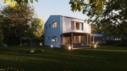 Pasivní dům Verdant od ZEO Homes se sedlovou střechou