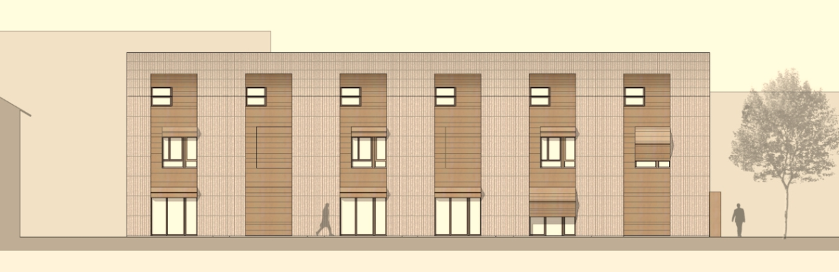 Šest řadovek ve starobyle stodole v Sesto San Giovanni, vizualizace