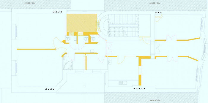 PLATFORMA ARCHITEKTI, Dům s loftem, 2. NP (typické patro), původní stav - foto