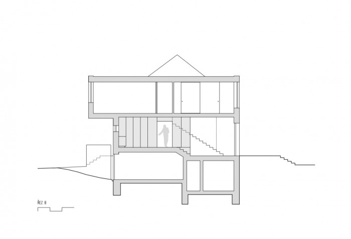 Rodinný dům Praha - Čimice, řez, Machar & Teichman