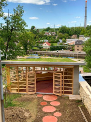 Altán městské knihovny ve Vamberku, výstavba.