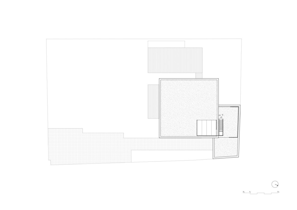 Půdorys střechy (Rodinný dům v Radotíně, Papundekl architekti)