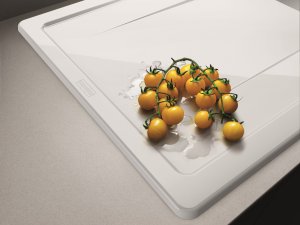 Detail povrchu keramického dřezu Franke