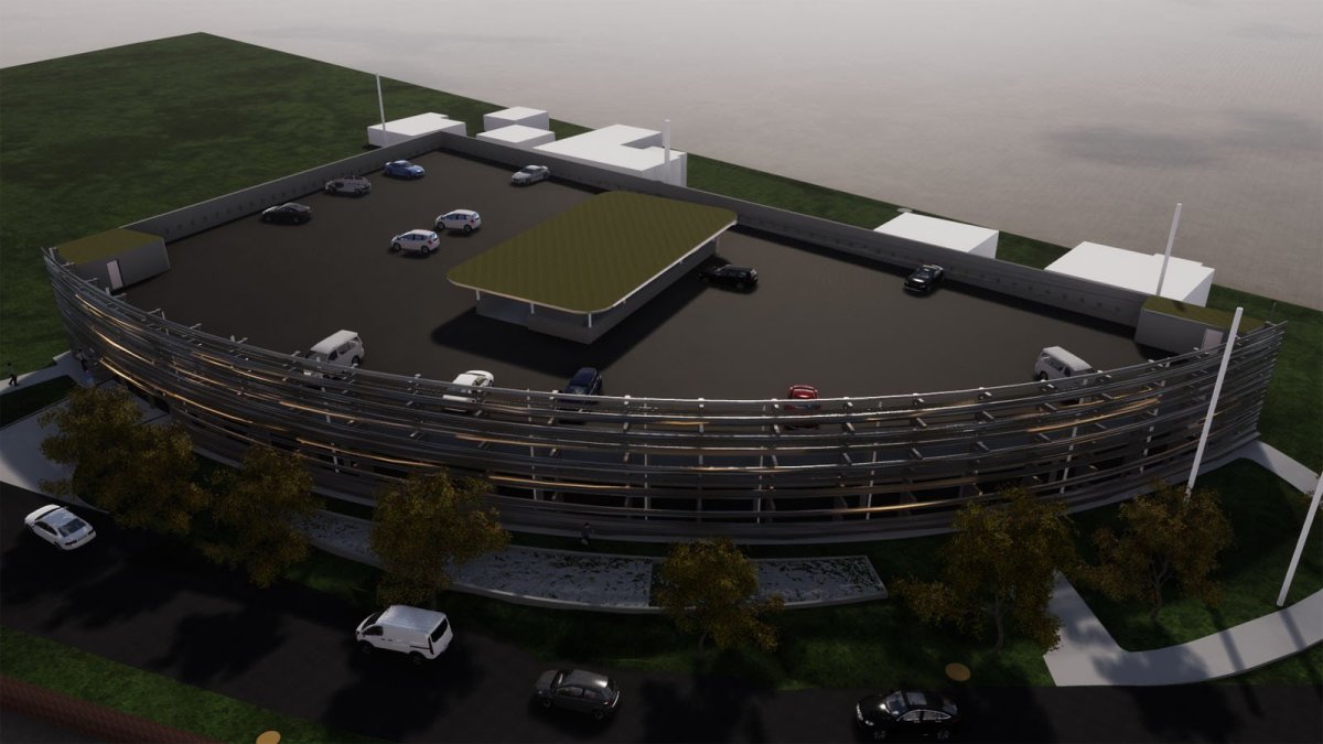 Parkovací dům v Dolních Břežanech, Franek Architects, Vašiarchitekti - vizualizace