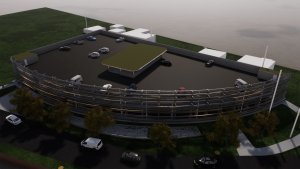 Parkovací dům v Dolních Břežanech, Franek Architects, Vašiarchitekti - vizualizace