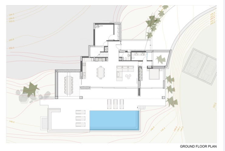 Vila NafplioBlu, Katerina Valsamaki Architects, půdorys 1NP