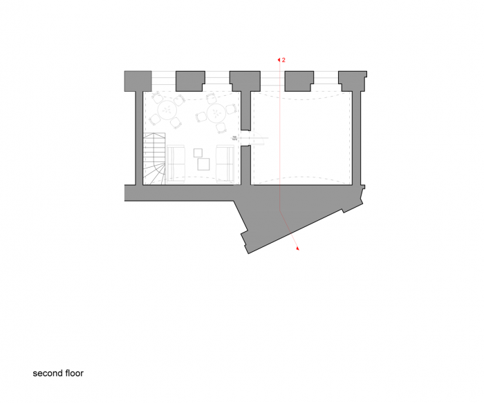 B² Architecture, Champagneria, půdorys 2. NP – foto