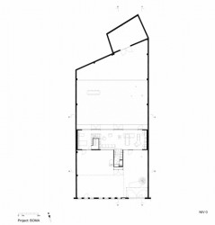 Přestavba industriální budovy na rodinný dům v Gentu, NU architectuuratelier, půdorys