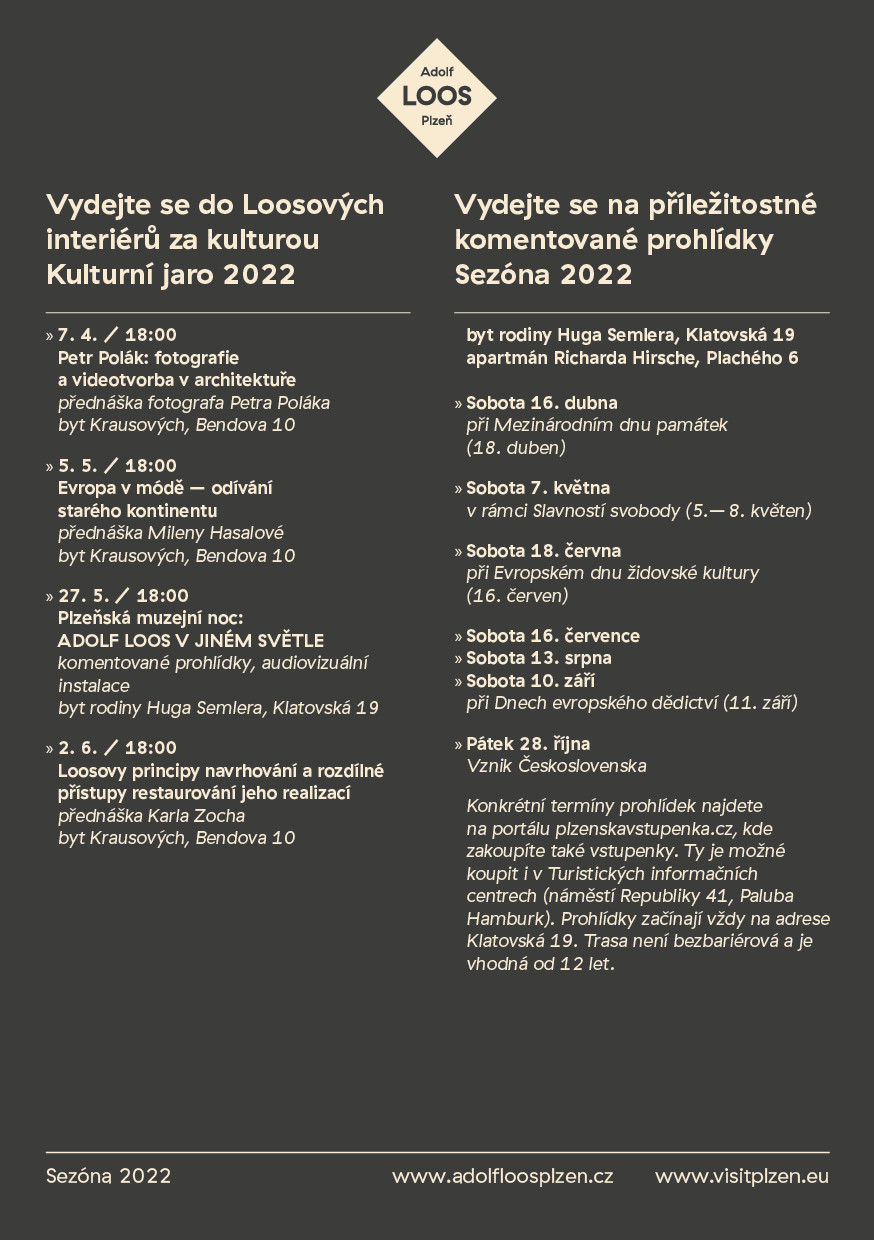 Loosovy interiéry se otevřou veřejným prohlídkám