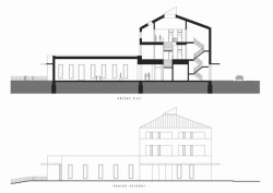 Škola Hovorčovice II, řez a pohled_sever, Ondřej Tuček