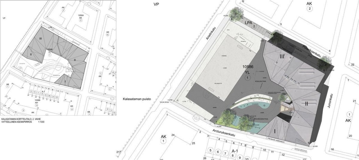 Škola a denní stacionář Kalasatama v Helsinkách, studio JKMM, situace