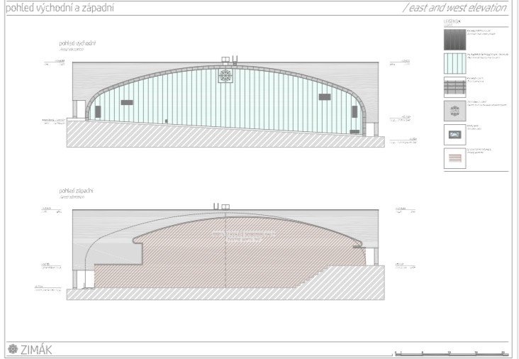 Zimní stadion v Teplicích, MISE a SIAL Architekti a inženýři, pohledy V a Z