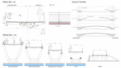 Architektonická soutěž na lávku přes Berounku v Hlásné Třebáni, 1. místo, Stráský, Hustý a partneři, s.r.o., výkresy