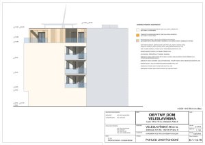 Ing. arch. Milan Hrůza, bytový dům Veleslavínská - pohled jihovýchodní