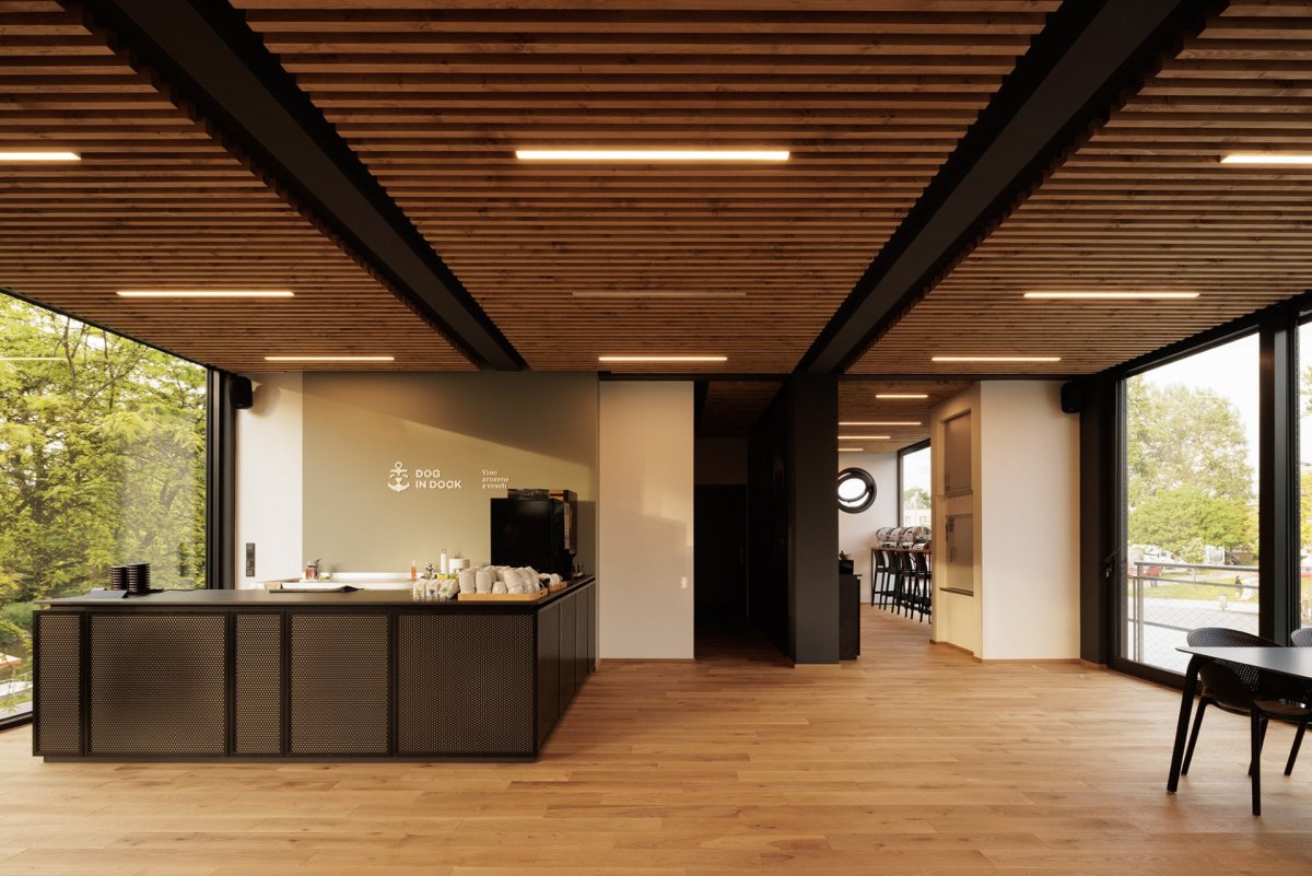 Ve Veselí nad Moravou vzniklo nové Bistro Dog in Dock podobající se lodi. Navrhlo ho architektonické studio Black n’Arch, postavené je z modulů.